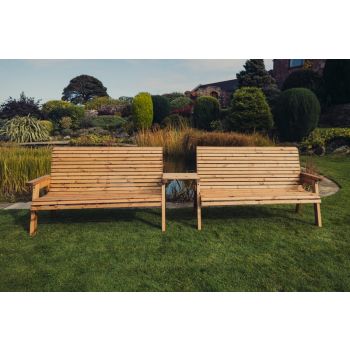 Valley 6 Seat Set 2X3B Straight Tray - Timber - L100 x W330 x H95 cm - Garden Furniture - Fully Assembled