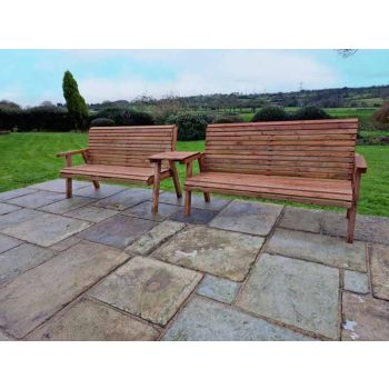 Valley 6 Seat Set 2X3B Straight Tray - Timber - L100 x W330 x H95 cm - Garden Furniture - Fully Assembled