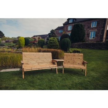 Valley 5 Seat Set 1X2B 1X3B Angled Tray - Timber - L100 x W215 x H95 cm - Garden Furniture - Fully Assembled