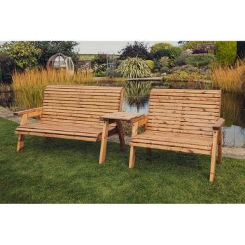 Valley 5 Seat Set 1X2B 1X3B Straight Tray - Timber - L100 x W215 x H95 cm - Fully Assembled - Set of Waterproof Cushions Included