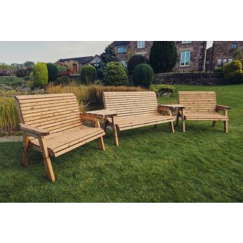 Valley 7 Seat Set 1X3B 2 X 2B Angled Tray - Timber - L100 x W360 x H95 cm - Garden Furniture - Fully Assembled