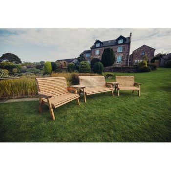 Valley 7 Seat Set 1X3B 2 X 2B Angled Tray - Timber - L100 x W360 x H95 cm - Fully Assembled - Set of Waterproof Cushions Included