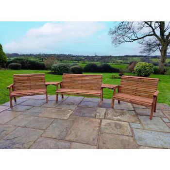 Valley 7 Seat Set 1X3B 2 X 2B Angled Tray - Timber - L100 x W360 x H95 cm - Garden Furniture - Fully Assembled
