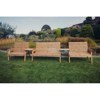 Valley 7 Seat Set 1X3B 2 X 2B Straight Tray - Timber- L100 x W380 x H95 cm - Fully Assembled - Set of Waterproof Cushions Included