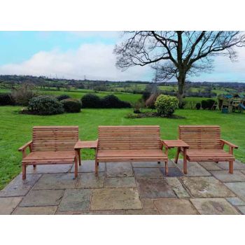 Valley 7 Seat Set 1X3B 2 X 2B Straight Tray - Timber - L100 x W380 x H95 cm - Garden Furniture - Fully Assembled