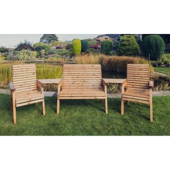 Valley 4 Seat Set 1X2B 2XC Angled Tray - Timber - L100 x W310 x H95 cm - Fully Assembled - Set of Waterproof Cushions Included