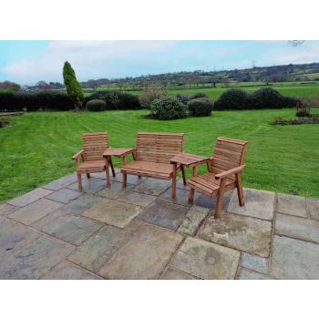 Valley 4 Seat Set 1X2B 2XC Angled Tray - Timber - L100 x W310 x H95 cm - Garden Furniture - Fully Assembled