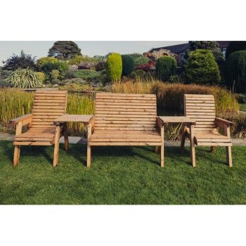 Valley 4 Seat Set 1X2B 2XC Straight Tray - Timber - L100 x W310 x H95 cm - Fully Assembled - Set of Waterproof Cushions Included