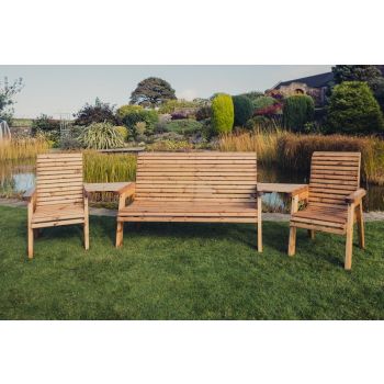 Valley 5 Seat Set 1X3B 2XC Angled Tray - Timber - L100 x W290 x H95 cm - Garden Furniture - Fully Assembled