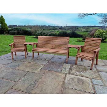 Valley 5 Seat Set 1X3B 2XC Angled Tray - Timber - L100 x W290 x H95 cm - Garden Furniture - Fully Assembled