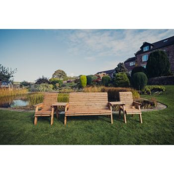Valley 5 Seater Set - Timber - Fully Assembled - Set of Waterproof Cushions Included