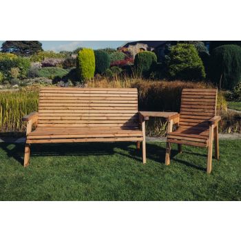 Valley 4 Seat Set 1XC 1X3B Angled Tray - Timber - L100 x W270 x H95 cm - Garden Furniture - Fully Assembled