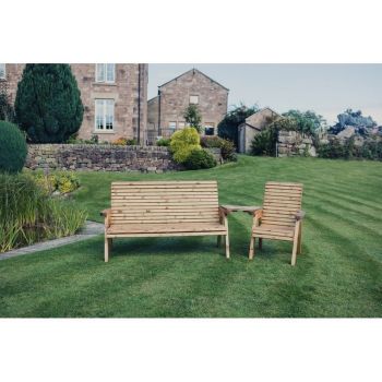 Valley 4 Seat Set 1XC 1X3B Angled Tray - Timber - L100 x W270 x H95 cm - Fully Assembled - Set of Waterproof Cushions Included