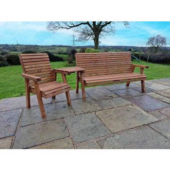 Valley 4 Seat Set 1XC 1X3B Angled Tray - Timber - L100 x W270 x H95 cm - Garden Furniture - Fully Assembled