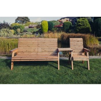 Valley 4 Seat Set 1XC 1X3B Straight Tray - Timber - L100 x W270 x H95 cm - Fully Assembled - Set of Waterproof Cushions Included