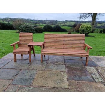 Valley 4 Seat Set 1XC 1X3B Straight Tray - Timber - L100 x W270 x H95 cm - Garden Furniture - Fully Assembled