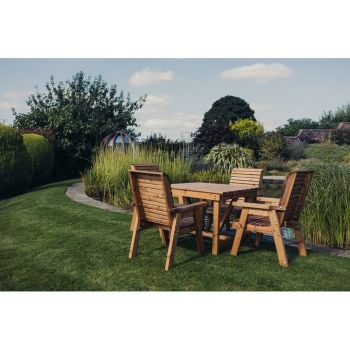 Valley 4 Seater Square 4XC - Timber - L190 x W190 x H95 cm - Minimal Assembly Required - Set of Waterproof Cushions Included
