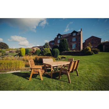 Valley 6 Seater Set 2XC 2XB - Timber - L220 x W330 x H95 cm - Minimal Assembly Required - Set of Waterproof Cushions Included