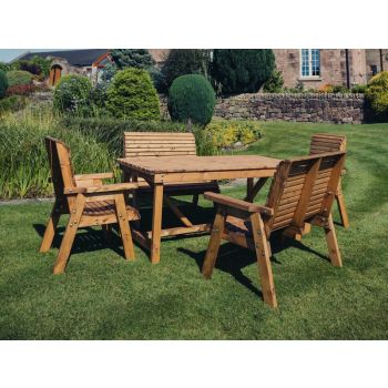 Valley 6 Seater Set 2XC 2XB - Timber - L220 x W330 x H95 cm - Garden Furniture - Minimal Assembly Required