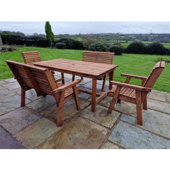 Valley 6 Seater Set 2XC 2XB - Timber - L220 x W330 x H95 cm - Garden Furniture - Minimal Assembly Required