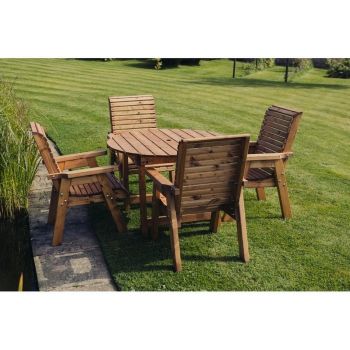 Valley 4 Seater Round 4XC - Timber - L220 x W220 x H95 cm - Minimal Assembly Required - Set of Waterproof Cushions Included