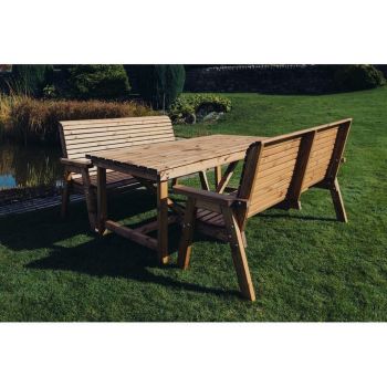 Valley 6 Seat Set 2X3B Table - Timber - L220 x W180 x H95 cm - Minimal Assembly Required - Set of Waterproof Cushions Included