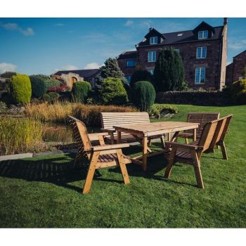 Valley Seat 10 Set 2X2B 2X3B Table - Timber - L220 x W330 x H95 cm - Min. Assembly Required - Set of Waterproof Cushions Included