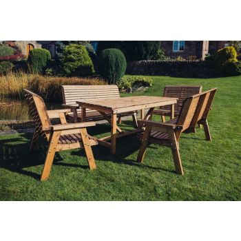 Valley Seat 10 Set 2X2B 2X3B Table - Timber - L220 x W330 x H95 cm - Garden Furniture - Minimal Assembly Required