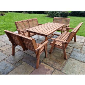 Valley Seat 10 Set 2X2B 2X3B Table - Timber - L220 x W330 x H95 cm - Garden Furniture - Minimal Assembly Required