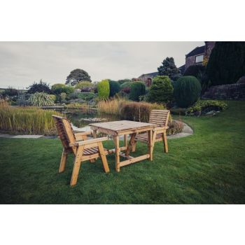 Valley 2 Seat Bistro Set 2XC Table - Timber - L99 x W190 x H95 cm - Garden Furniture - Minimal Assembly Required