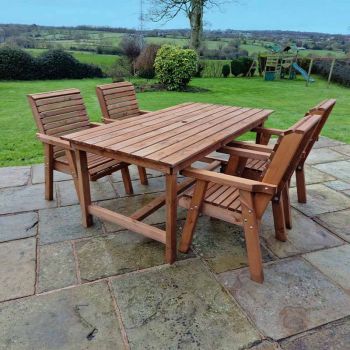 Valley 4 Seat Set 4XC Table - Timber - L220 x W330 x H95 cm - Garden Furniture - Minimal Assembly Required