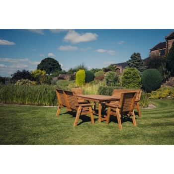 Valley 8 Seat Set 2XC 2X3B - Timber - L220 x W330 x H95 cm - Minimal Assembly Required - Set of Waterproof Cushions Included