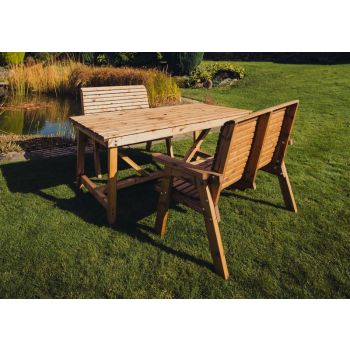 Valley 4 Seat Set 2X2B Table - Timber - L99 x W113 x H95 cm - Garden Furniture - Minimal Assembly Required
