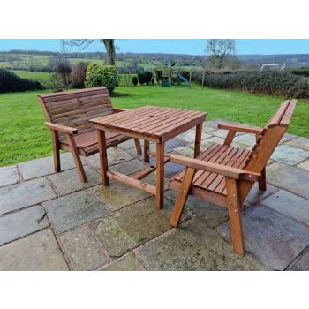 Valley 4 Seat Set 2X2B Table - Timber - L99 x W113 x H95 cm - Garden Furniture - Minimal Assembly Required