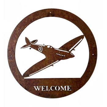 Spitfire Small Wall Art (WA05R) - Steel - W29.5 x H29.5 cm - Bare Metal/Ready to Rust