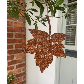 Falling Leaves I Am At The Most Peace Garden Wall Art - W20.3 x H25.4 cm - Bare Metal/Ready to Rust