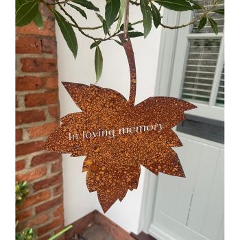 Falling Leaves In Loving Memory Garden Wall Art - W20.3 x H25.4 cm - Bare Metal/Ready to Rust