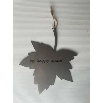 Falling Leaves My Happy Place Garden Wall Art - W20.3 x H25.4 cm - Black