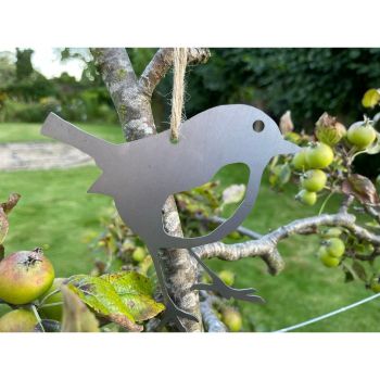Hanging Robin Garden Art (Pack of 3) - Bare Metal/Ready to Rust - W15 x H15 cm