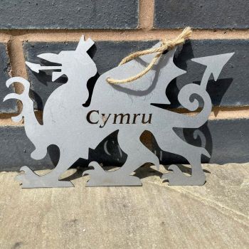 Hanging Welsh Dragon Garden Art - W20 x H14 cm - Black