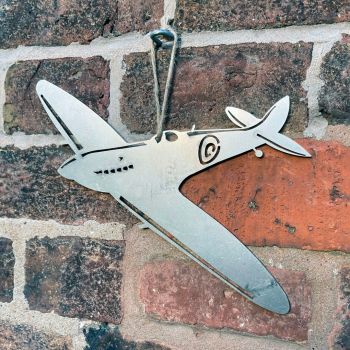 Hanging Spitfire Garden Art - Bare Metal/Ready to Rust - W23 x H18 cm