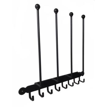 Wall Fixing Boot Rack - Steel Wellie Stand - Steel - L7.6 x W36.8 x H53.3 cm - Black