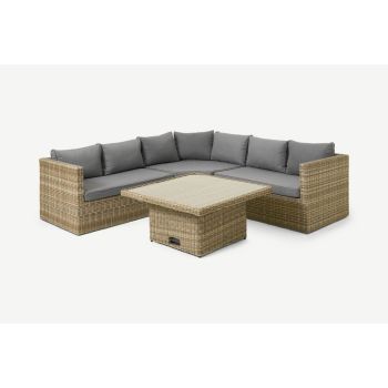 Wentworth 4 Pc Corner Lounging Set 1 - Synthetic Rattan - H68 x W100 x L100 cm - Beige