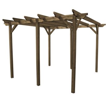 Garden Pergola 6 Posts - Wood - L480 x W540 x H270 cm - Rustic Brown