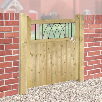 Windsor Low Single Garden Gate - Pressure Treated Scandinavian Redwood - W750 x H1200 mm
