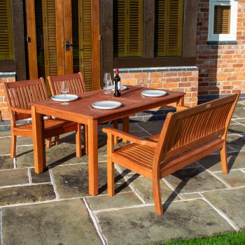 Willington Four Seater Rectangular Eucalyptus Hardwood Furniture Set