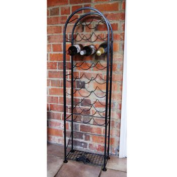 22 Bottle Wine Rack - Bottle Store - Solid Steel - L20 x W38 x H118 cm - Black