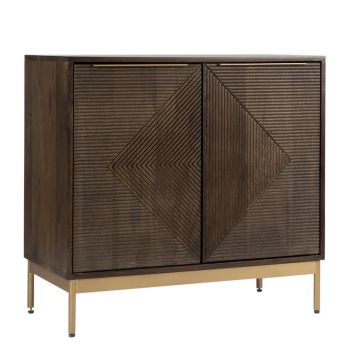 Zaine Carving Small Sideboard - Mango Wood - L40 x W80 x H76 cm - Dark Finish - Assembly Required