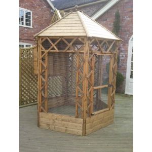 Buttercup Outdoor Bird Cage Hexagonal Victorian Aviary 6' diameter with nestbox